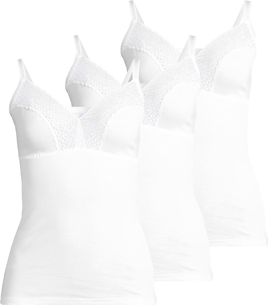 Speidel 3er Pack Natalie BH-Hemd Baumwolle in weicher Feinripp-Qualität, Spitze an Cups für feminine Optik, Komfortable Unterbrustnaht für guten...