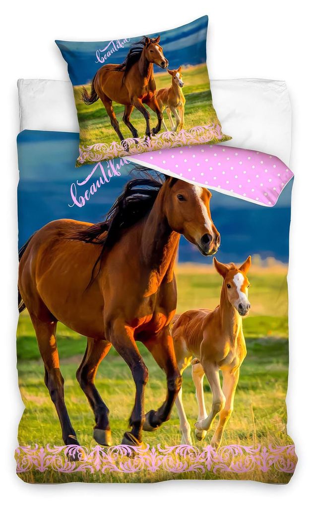 Sada posteľnej bielizne s motívom koní / 135 x 200 cm / Obrázok produktu 