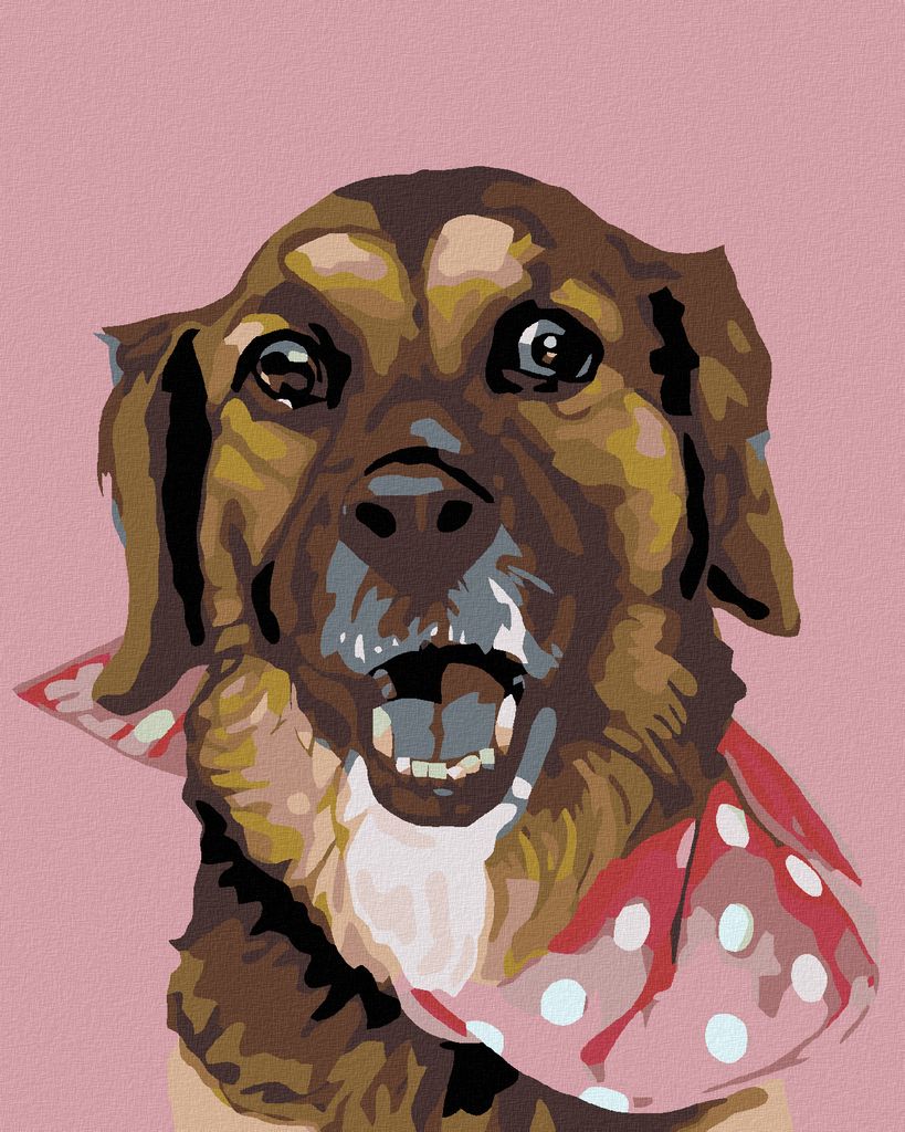 Diamondi - Diamond painting - KLEINER HUND MIT GEPUNKTETEM HALSBAND, 40X50 cm, ohne Keilrahmen