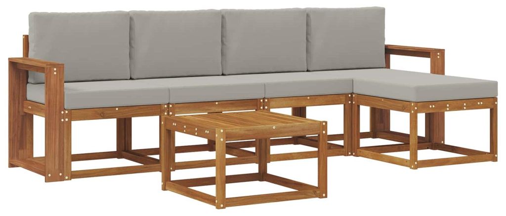 vidaXL Outdoor-Sofagarnitur mit Kissen 6 pcs Natürlich und Hellgrau