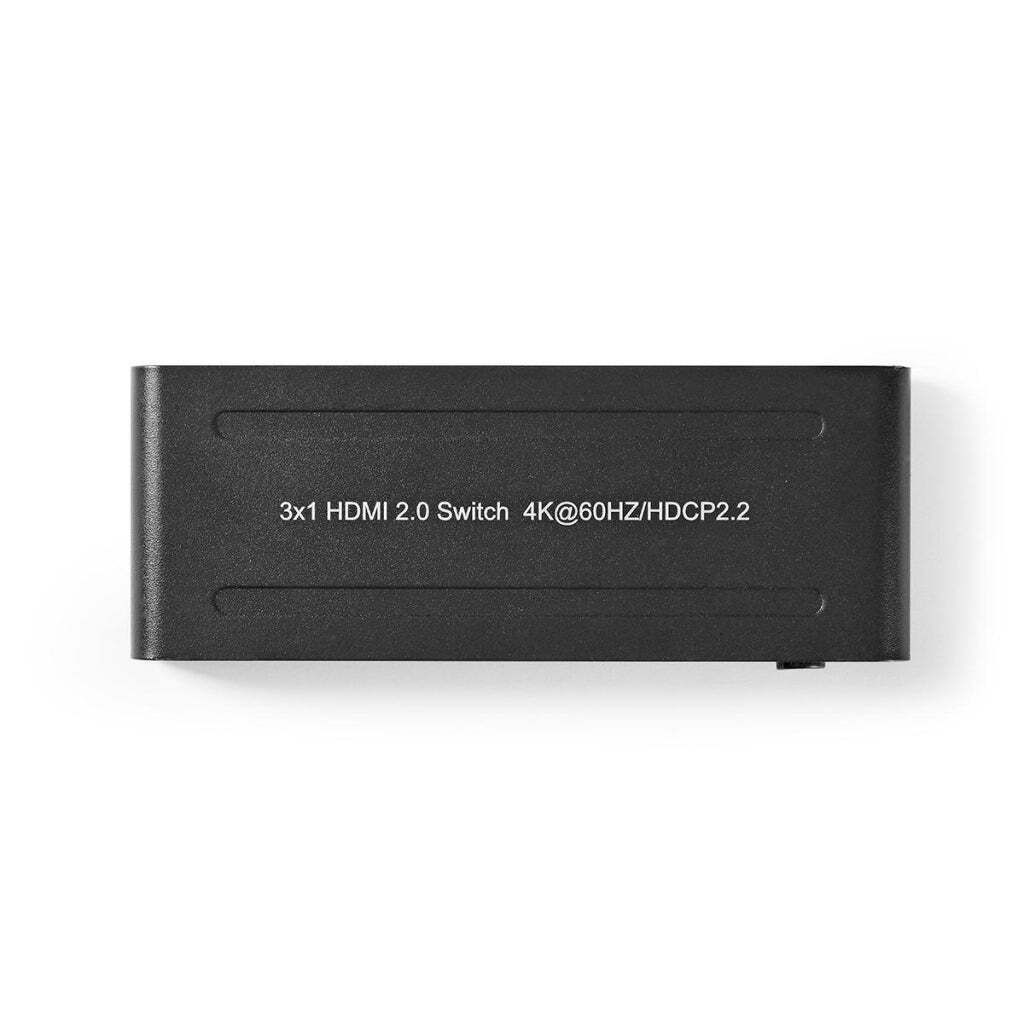Nedis HDMI Schalter / 3-Port port(s) / 3x HDMI Eingang / 1x HDMI Ausgang / 4K@60Hz / 18 Gbps / ferngesteuert / Metall / Anthrazit