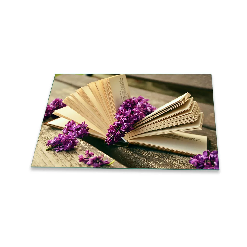 Tagliere Gigante 80x52 Vetro Temperato Copri Fornelli Fiori Viola