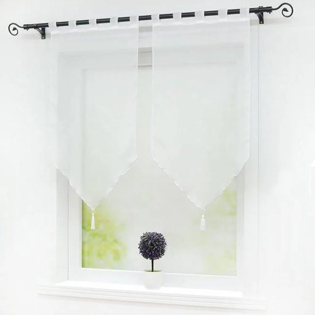 Rideaux blancs 45 x 90 cm pour vitrage de porte et petite fenêtre