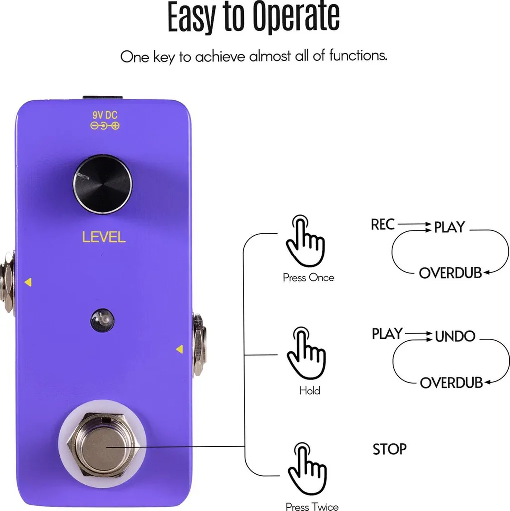 Pedale Looper Chitarra e Basso Viola - 5 Minuti Loop Station USB