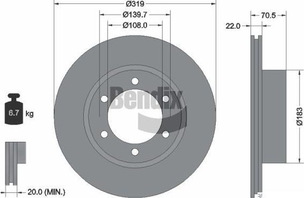 BENDIX Braking BDS1441 Bremsscheibe OE 4351235210 kompatibel mit 4 Runner, Land Cruiser
