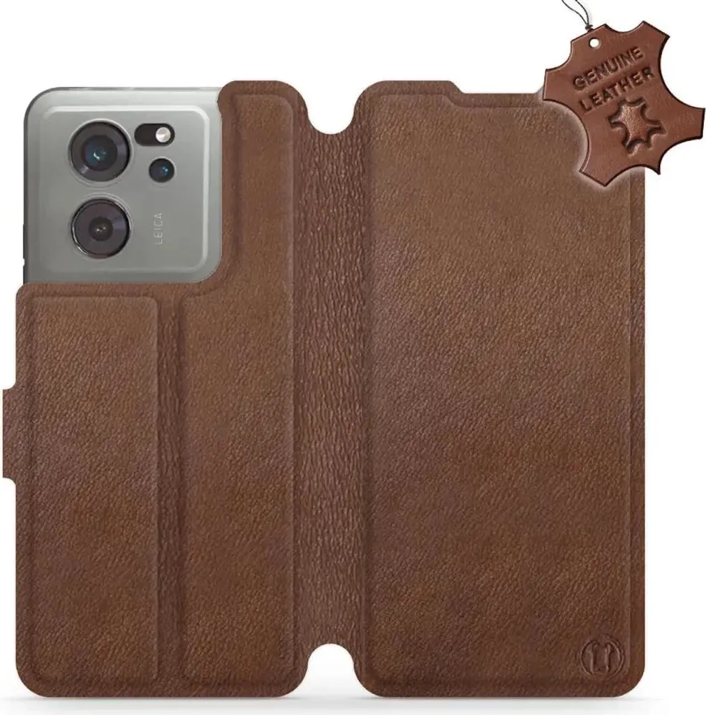 Custodia per cellulare in vera pelle per Xiaomi 13T Pro, Mobiwear Leather, marrone