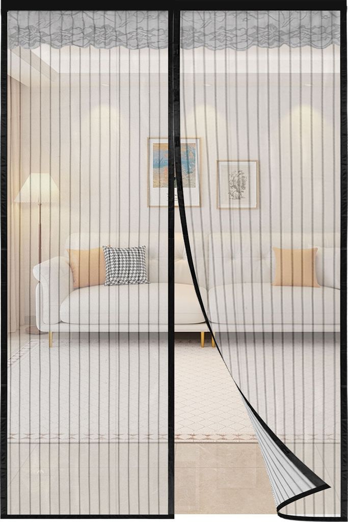 Jayseuw Magnet Fliegengitter Tür 90 x 210 cm Insektenschutz Balkontür Fliegenvorhang Mückenschutz Magnetvorhang Klebemontage Ohne Bohren