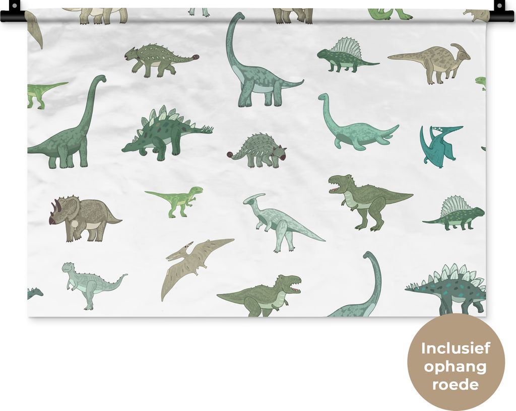 MuchoWow Wandteppich Wandbehang Dinosaurier - Grün - Jungen - Braun - Kind - Muster 60x40 cm Tapisserie Dekoration Wandtuch - Wanddekorationen