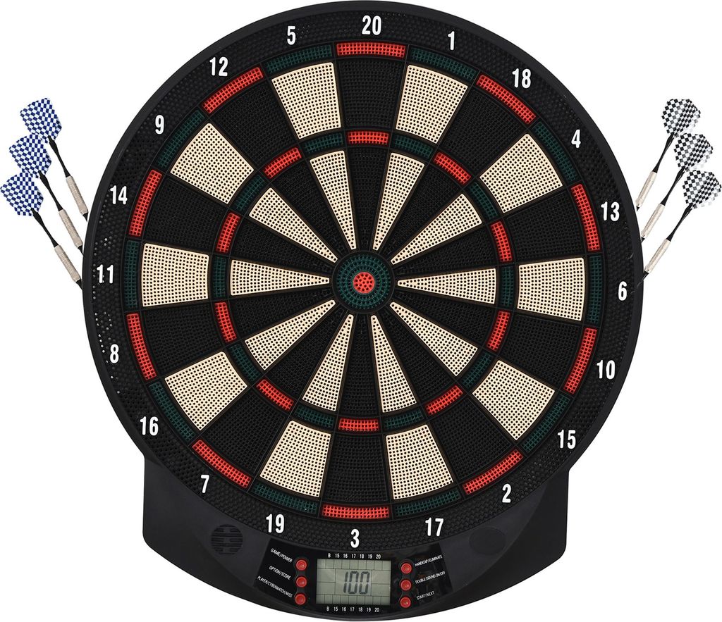 Elektronische Dartscheibe mit automatischer Wertung – Dartboard mit 6 Darts & 30 Spitzen, 26 Spiele & 185 Trefferoptionen, für 8 Spieler, Sounde...