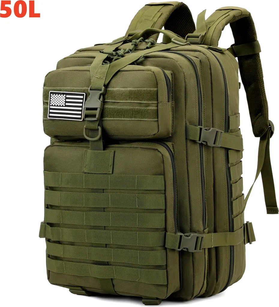 Sac à dos 50L nylon ultra résistant vert avec compartiments multiples - 2