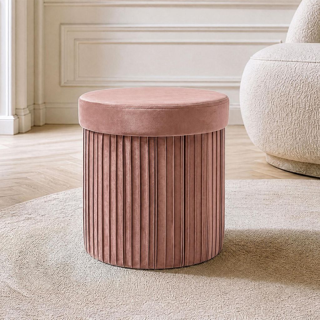 riess-ambiente Hocker ÉLAN 40cm rosa Samt runder Sitzhocker Produktbild 