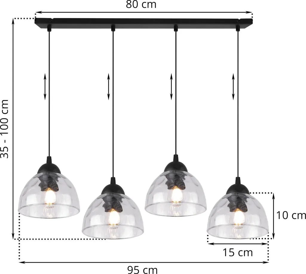 Lampada Sospensione Venice Vetro 4 Luci | Trend Arredo 2026 E27 - 6