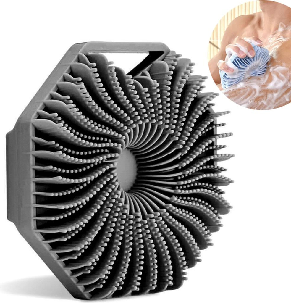 Antimikrobielle Silikon K?rperschrubber,fš¹r empfindliche Haut, umweltfreundlicher Duschschrubber fš¹r K?rper, Silikon K?rperbš¹rste(schwarz)