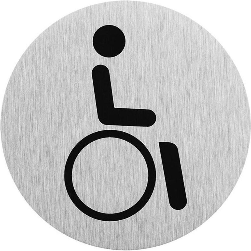 Türschilder in verschieden Größen + Bilder + Sprüche Türschild selbstklebend Firmenschild Bild Rollstuhlfahrer Ø75mm BWE