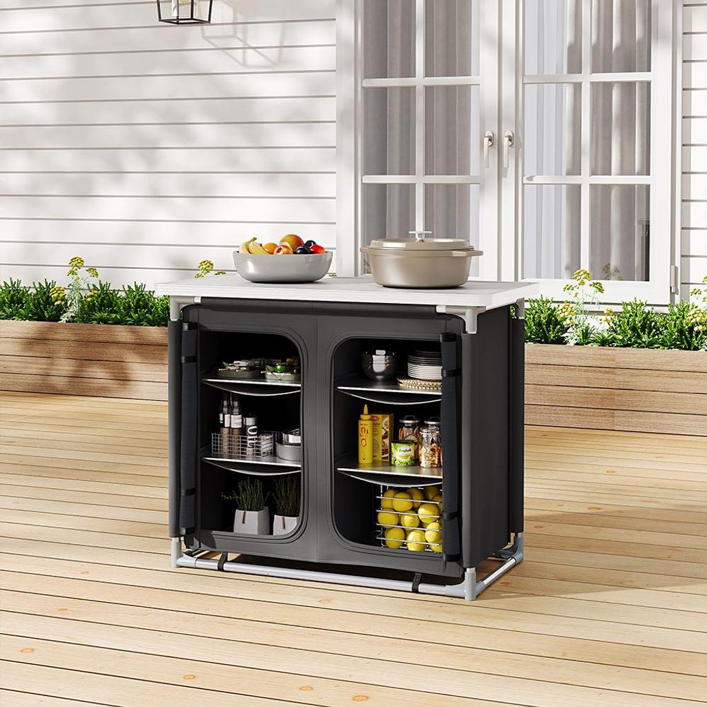 Livingandhome Campingschrank faltbar – 2 Staufächer mit je Produktbild 