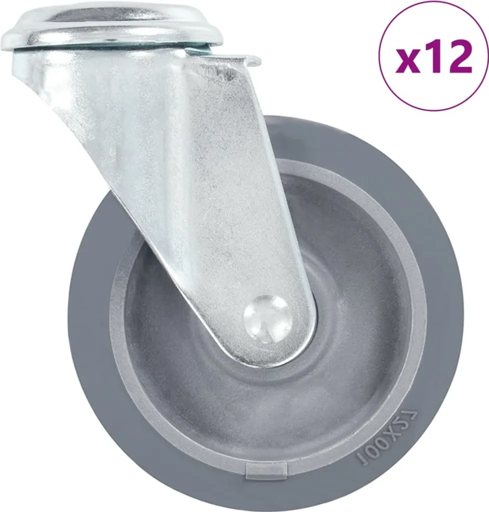 Roulettes Pivotantes 100 mm Haute Performance avec Fixation Trou Central