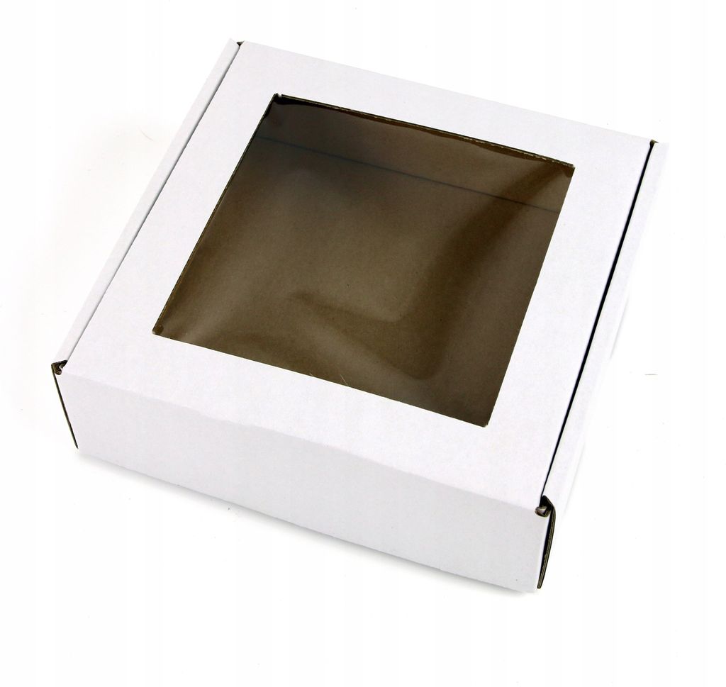 15.5x15.5x2 cm Box mit Fenster quadratisch - Weiß - Set mit 5 Stück _ Schachtel mit Fenster, Verpackung mit Sichtfenst