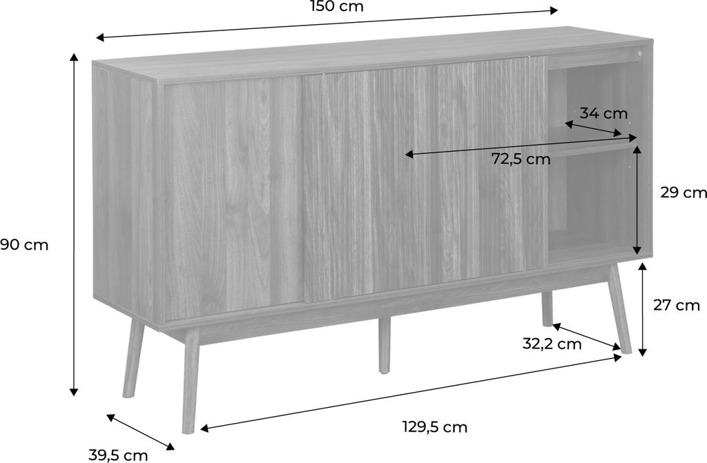 sweeek - Skandinavisches Sideboard mit Holzdekor - Dunkles Produktbild 7