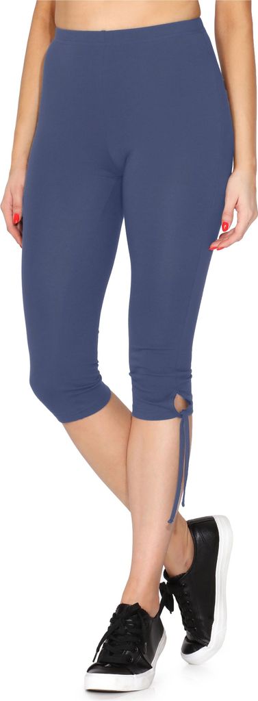 Merry Style Damen 3/4 Leggings mit Beinabschluss zum Binden Capri-Leggings MS10-378(Jeans,M)