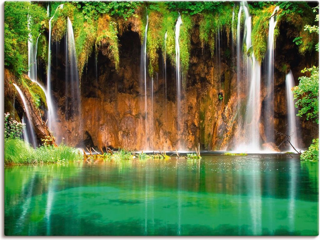 ARTland Leinwandbild Schöner Wasserfall im Wald Größe: 80x60 cm
