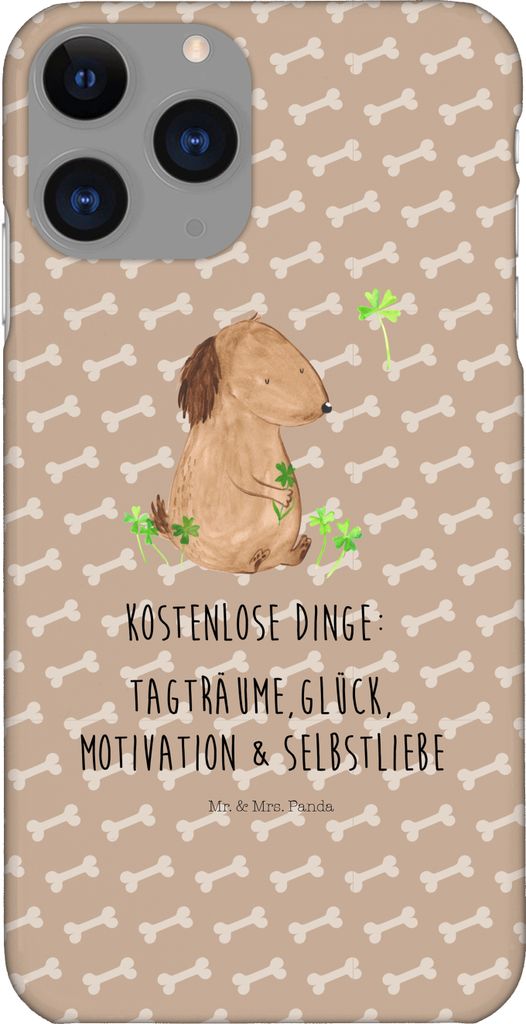 Mr. & Mrs. Panda Iphone 11 Pro Handyhülle Hund Kleeblatt - Hundeglück - Geschenk, Selbstliebe, Premium Kunststoff, Gratis, Handy Case, Liebe, Spr...