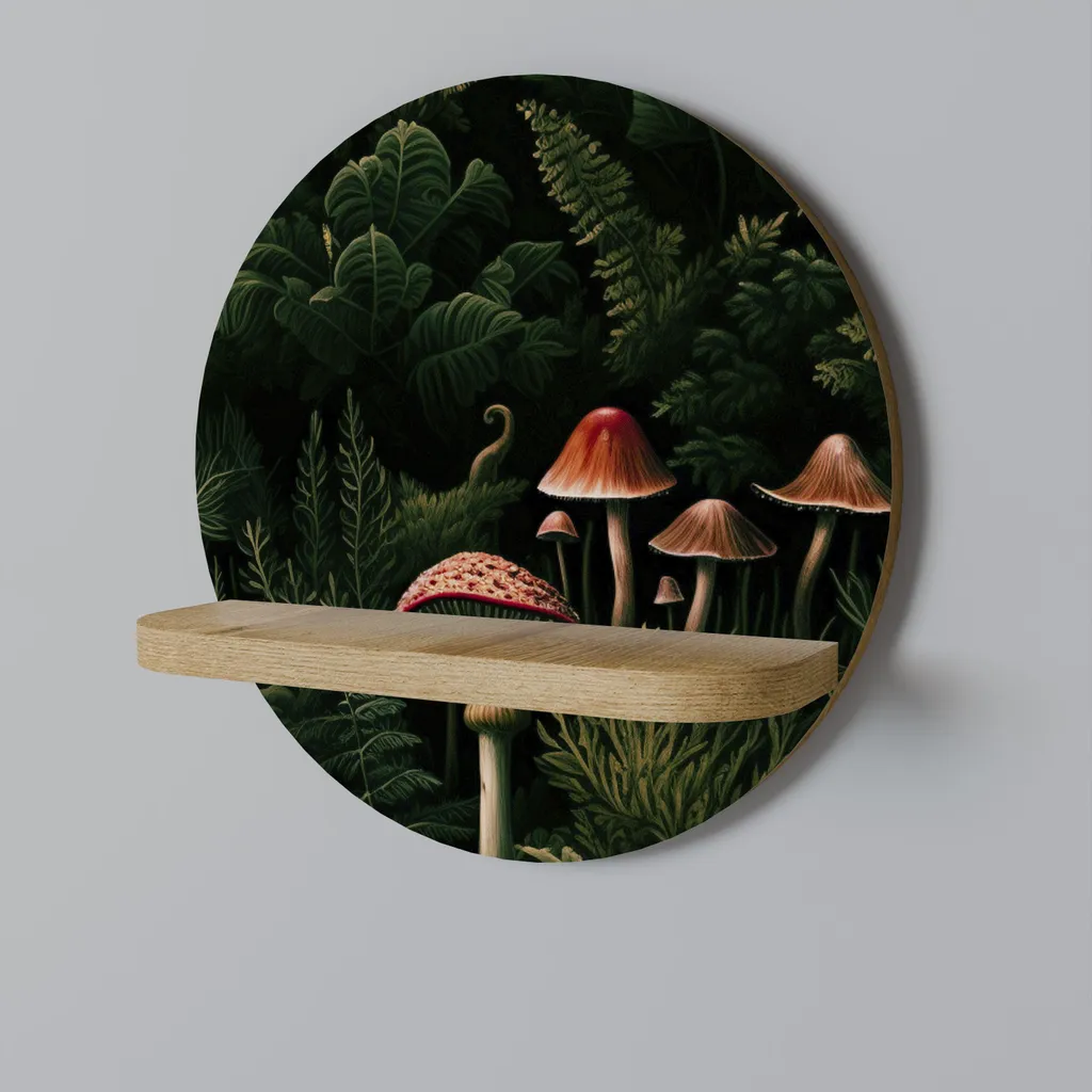 Étagère ronde Whispering Woodland en bois massif et design artisanal