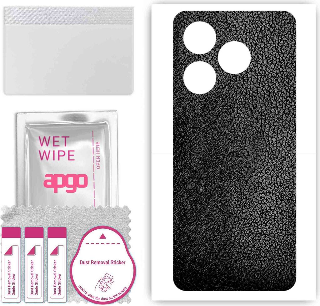 apgo Rückseite Schutzfolie, Skin, kompatibel mit Tecno Spark 10, Hinten Displayschutzfolie aus Vinylfolie, kratzfest, einfache Montage - Schwarzes...
