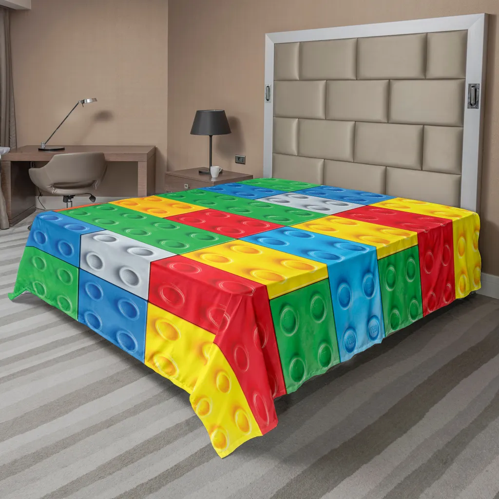 Drap plat 260x228 cm motif blocs de construction colorés pour enfant