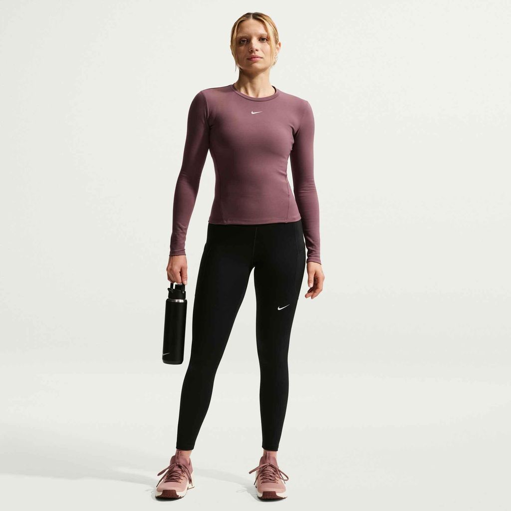 Nike W Nk One Df Fttd Ls Top Barely Grape/Bright Crimson-Bl Barely Grape/Bright Crimson-Bl S