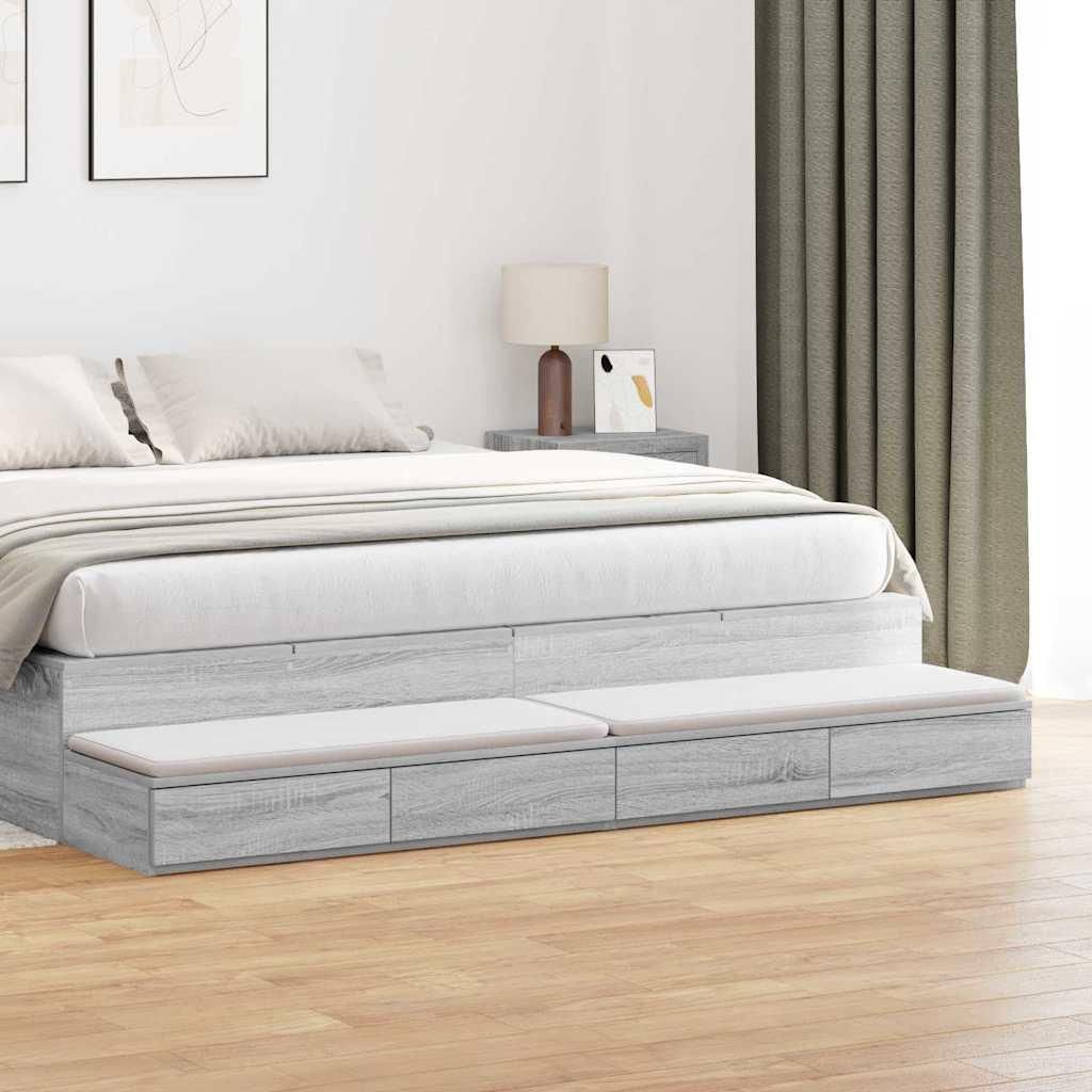 (Robust Möbel)Nachttisch für Schlafzimmer - elegantes Design - Nachtschrank - Bettschubladen Graues Sonoma 180x36,5x16,5cm Holzwerkstoff - Na...