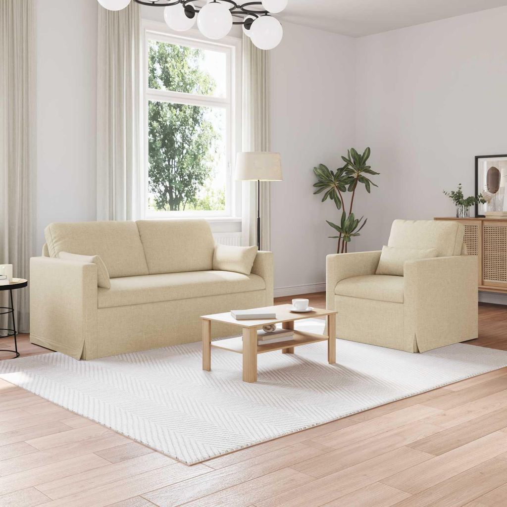 "Schlussverkauf" Sofa 2 Stück - Sofa set - Wohnlandschaft Komfortabel - Creme C14079