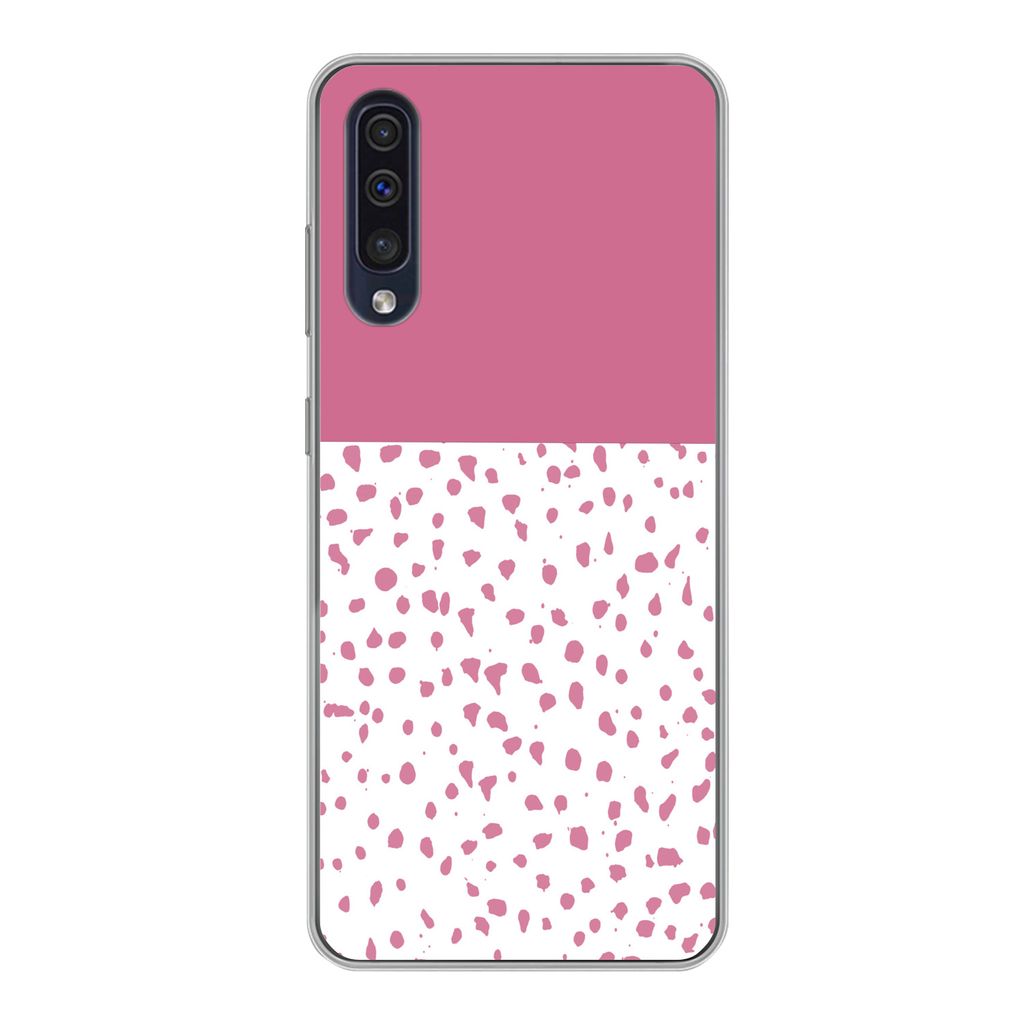 MuchoWow Handyhülle Schutzhülle Hülle für Samsung Galaxy A30s Punkte - Rosa - Muster Silikon Softcase Handy Hülle - Karteninhaber