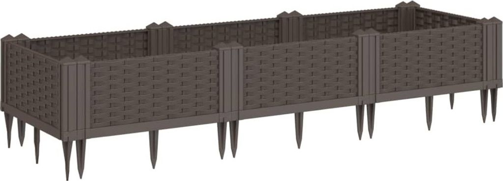 vidaXL Pflanzkasten mit Erdspießen Braun 125x40x28,5 cm PP