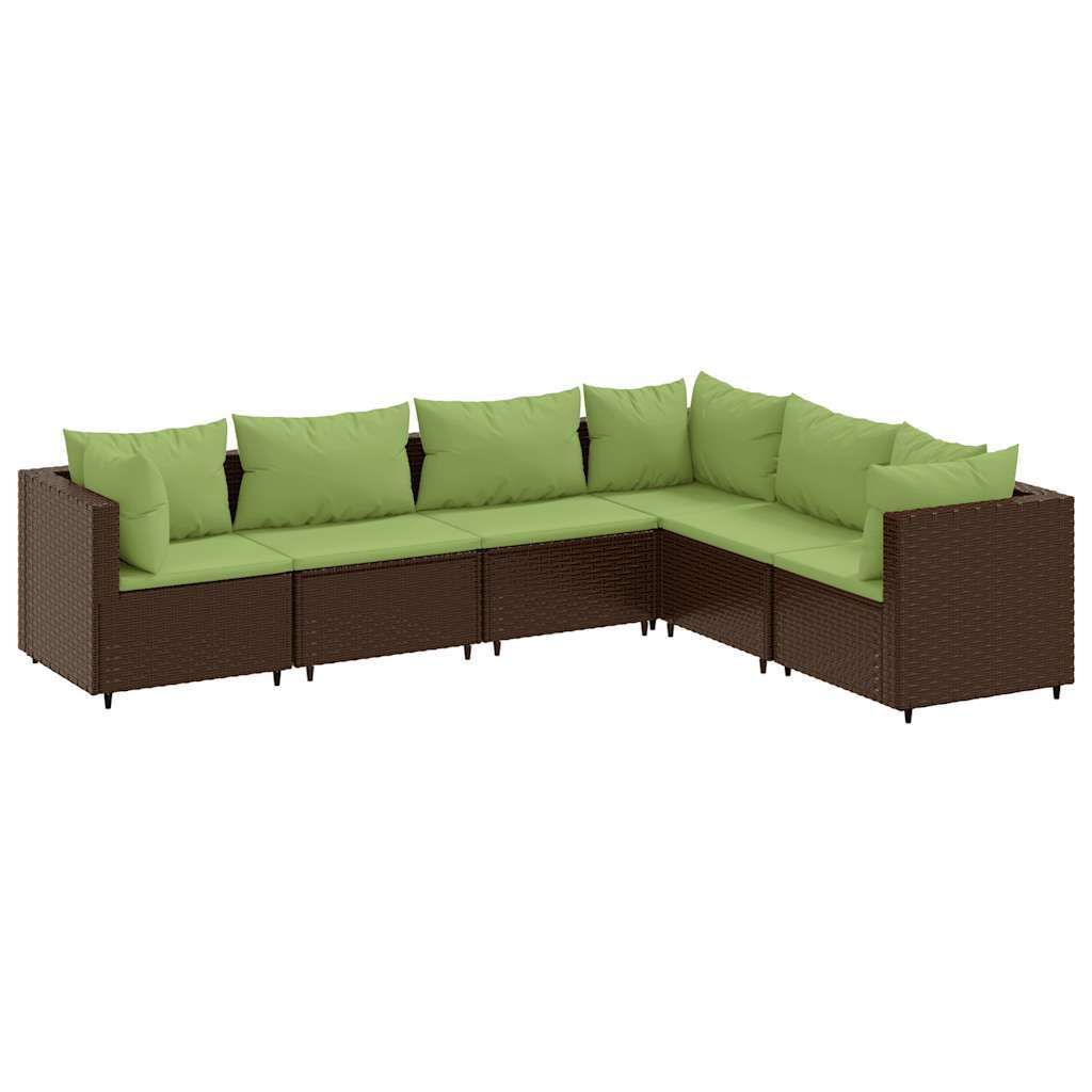 vidaXL 6-tlg. Garten-Lounge-Set mit Kissen Braun Poly Produktbild 