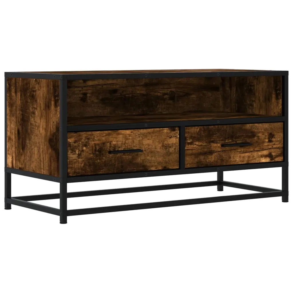 Mobile TV in rovere fumé 80x34,5x40 cm Materiale a base di legno e metallo
