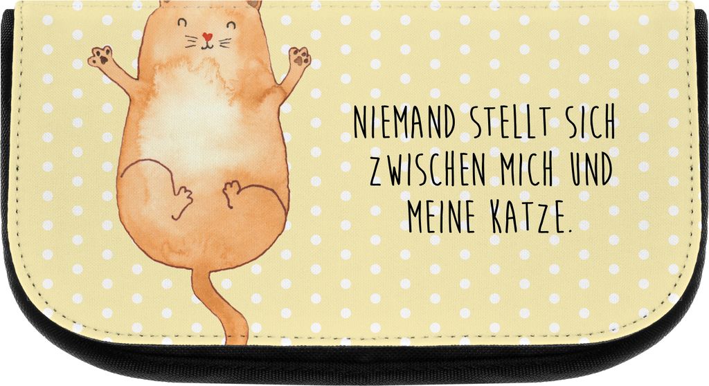 Mr. & Mrs. Panda kulturtäschchen Katze Umarmen - Gelb Pastell - Geschenk, kosmetiktäschchen, Katzen, Organizer, Kulturtasche, Liebe, Cat, kosmeti...
