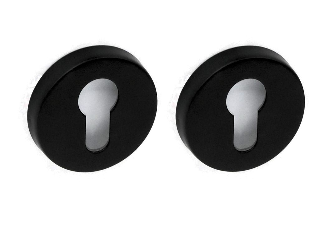 UHRIG Zylinder Schutzrosetten, schwarze Schlossrosetten, Türschloss Abdeckrosetten (PZ Rosetten für Profilzylinderschlüssel)