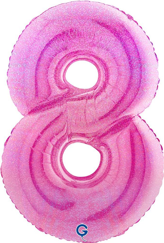 Riesenzahl Folienballon 40"/102cm | Holo Pink Zahl: 8 Produktbild 