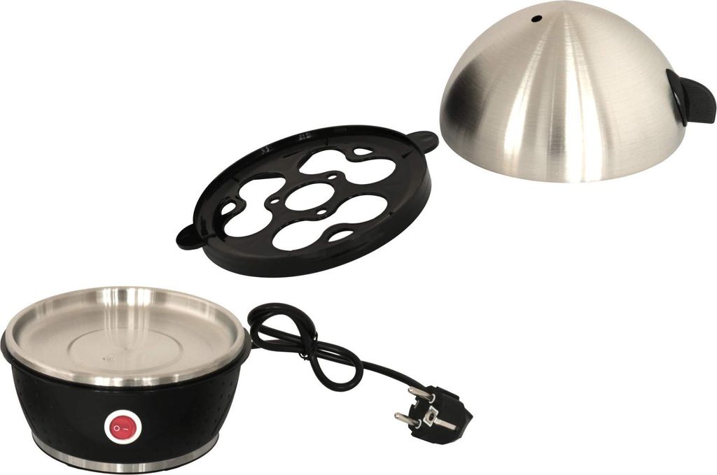 Eierkocher Edelstahl schwarz 7 Eier 380 Watt Messbecher mit Produktbild 5