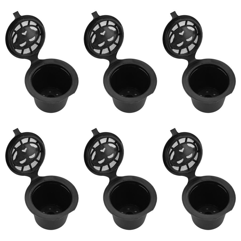6Pcs Kunststoff und Edelstahl Nachfüllbar Reusable Kaffee Kapsel Filter Körbe Ersatz