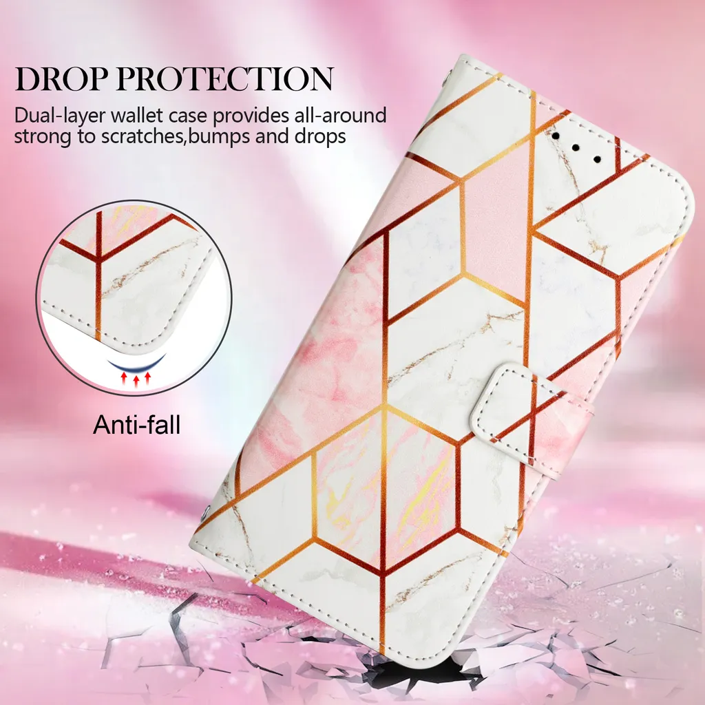 Xiaomi Poco X4 NFC Case, Custodia in Finto cuoio con motivo a marmi, tasche per carte, Stand Case per Xiaomi Poco X4 NFC Rose Gold - 7