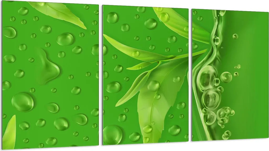 Piastre copriforno 3 pezzi 30x52 Vetro copriforno in ceramica, verde fogliame
