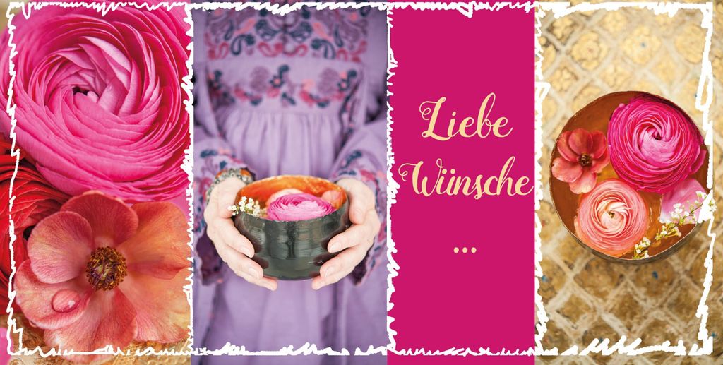 Liebe Wünsche Glückwunschkarte mit Umschlag - Feelings Blumen