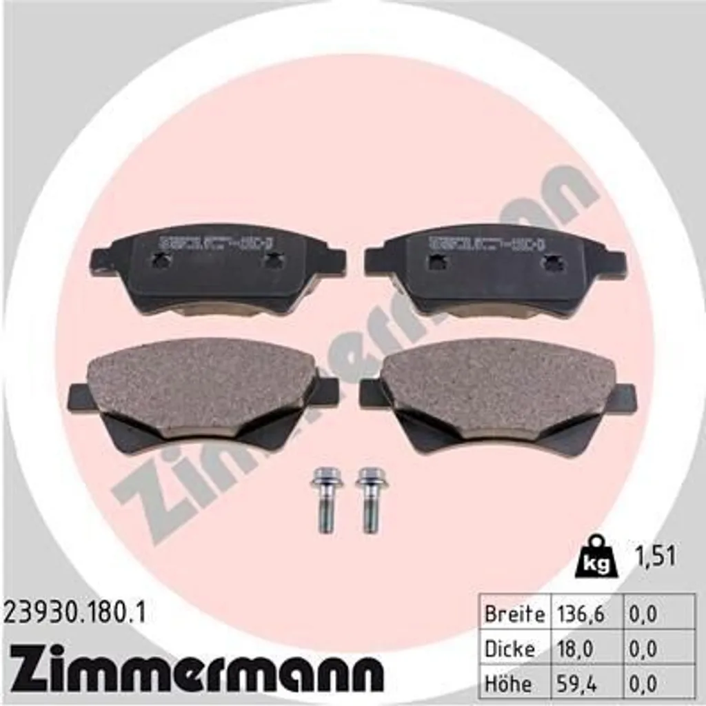 Plaquettes de Frein Zimmermann sans Bruit pour Renault Scenic II JM