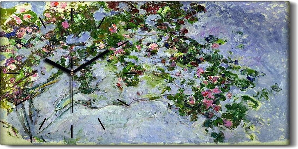 Küche Wohnzimmer Wand Leinwand Uhr Geräuschlos Kunstdruck 60x30 Der Rosenbusch - schwarze Hände