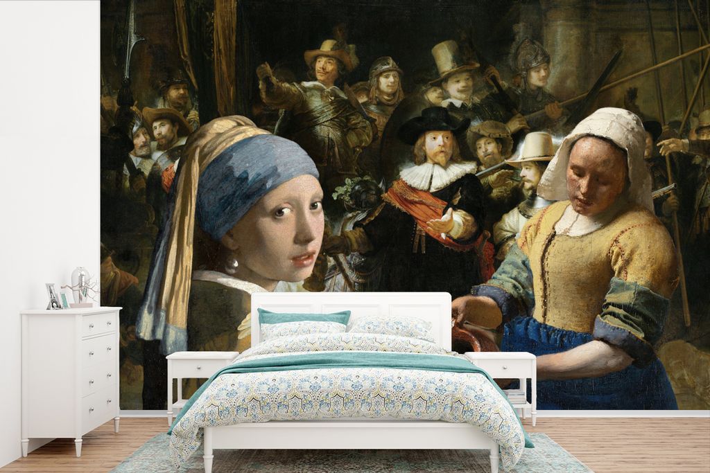 MuchoWow Fototapete für Wohnzimmer oder Schlafzimmer Wandtapete Vinyl Motivtapete Malerei - Alte Meister - Schwan - 360x240 cm - Vinyl-Tapete