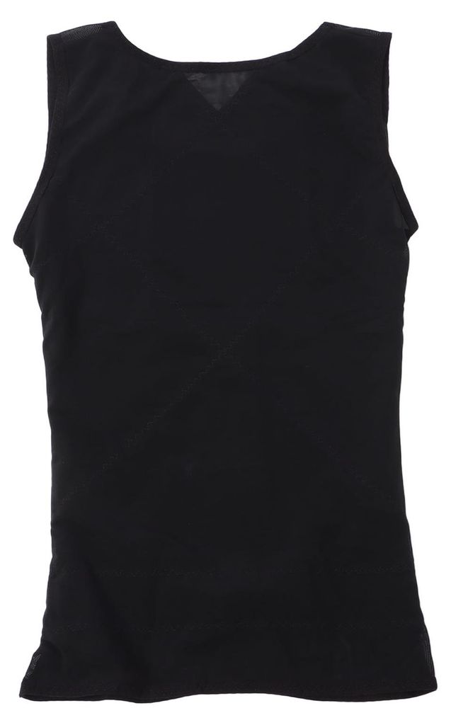 Atmungsaktive Kompressionsweste für Herren, 3-reihig, Bauchkontrolle, Figurformendes Tanktop, Shapewear, Schwarz, XXL