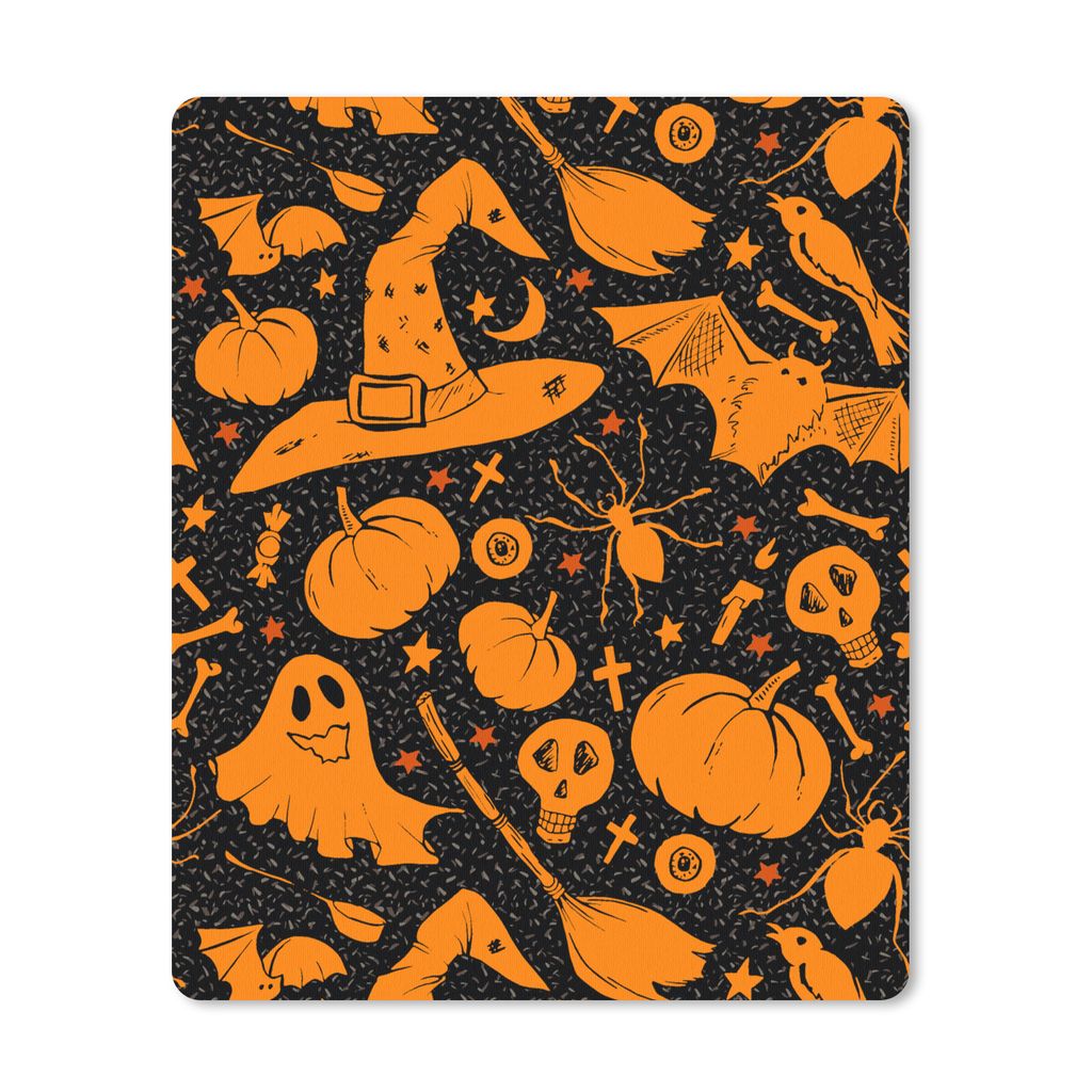 MuchoWow Mauspad Mousepad Halloween - Orange - Muster 19x23 cm - Mousepads - Maus Mat - Pad - Mausunterlage - Mauspads - Spielen