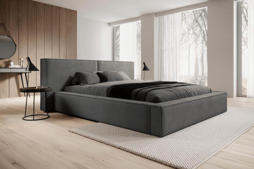 YOURHOUSE24 Polsterbett HELIOS mit Bettkasten, Bettgestell mit Lattenrost, Gepolstertes Kopfteil (Farbe: Paros 06, Größe: 140x200 cm)