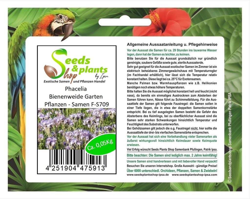 50 g Phacelia Bienenweide Garten Pflanzen - Samen F-S709